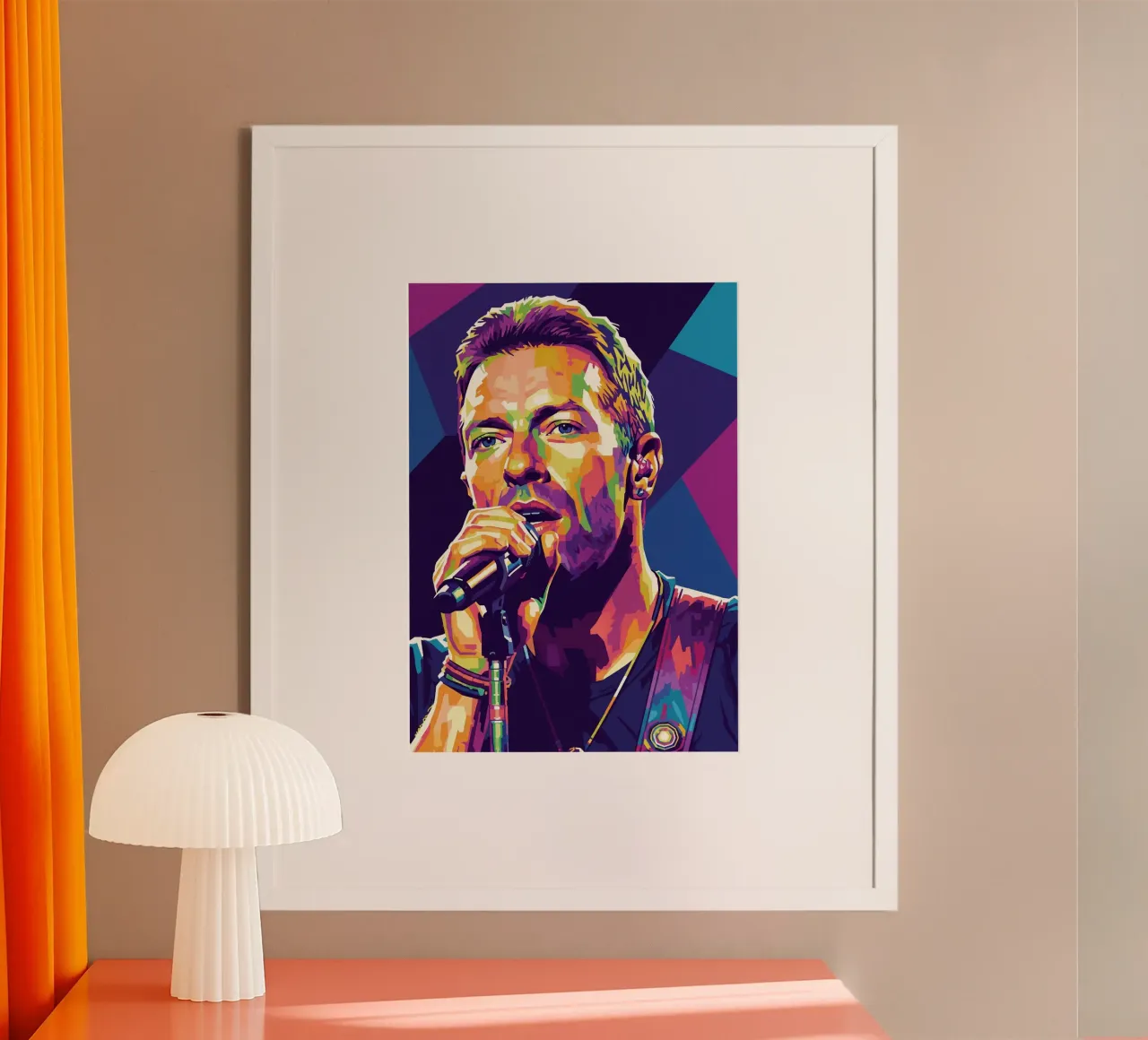 Chris Martin - Coldplay #4 poster con telaio in legno da Hantamrata