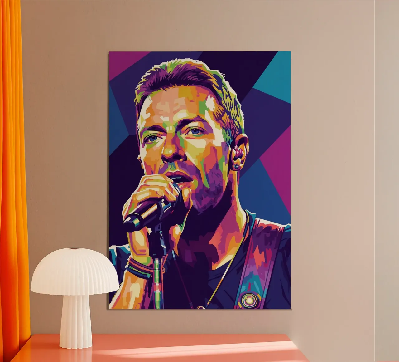Chris Martin - Coldplay #4 poster con telaio in legno da Hantamrata