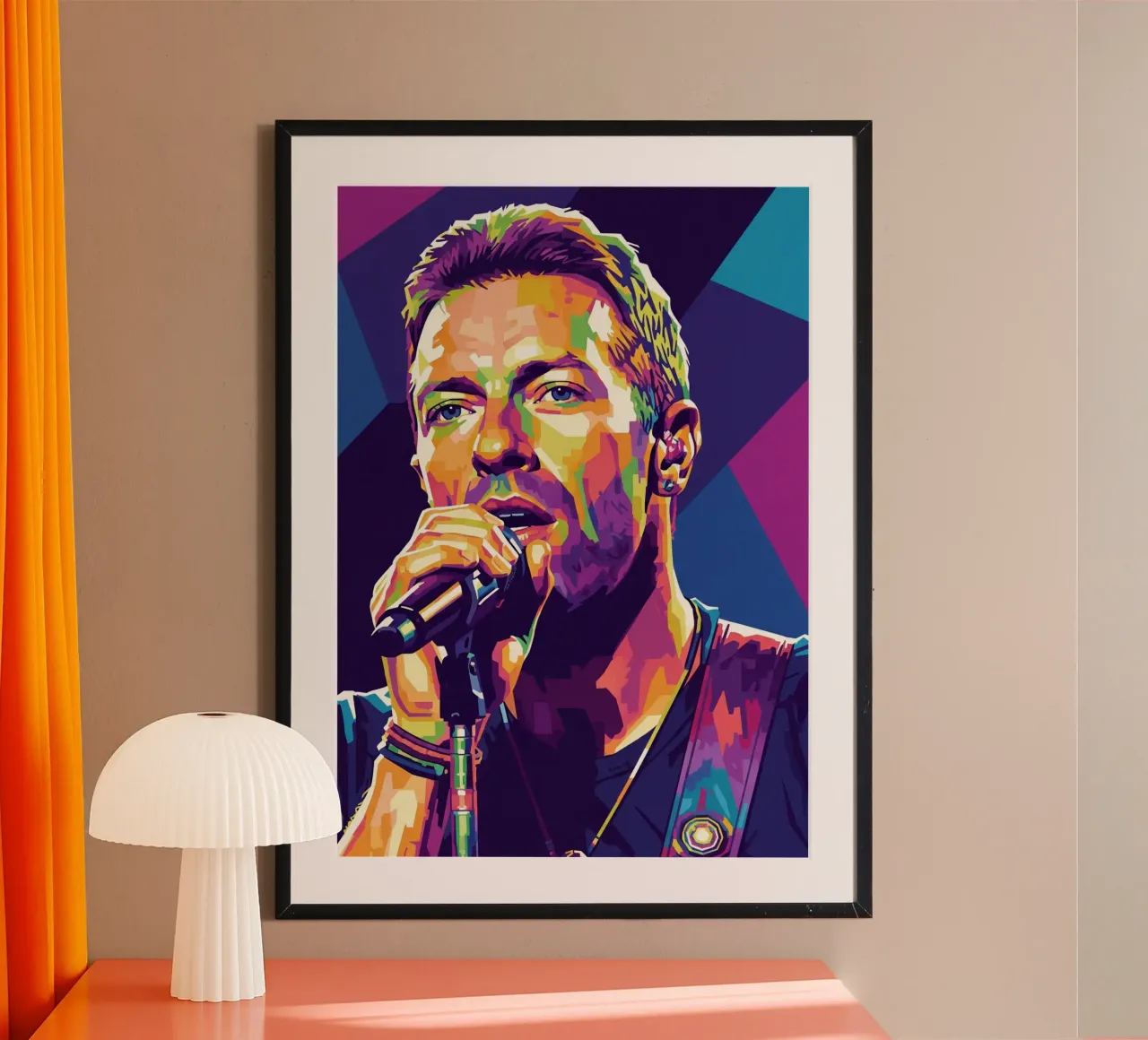 Chris Martin - Coldplay #4 poster con telaio in legno da Hantamrata