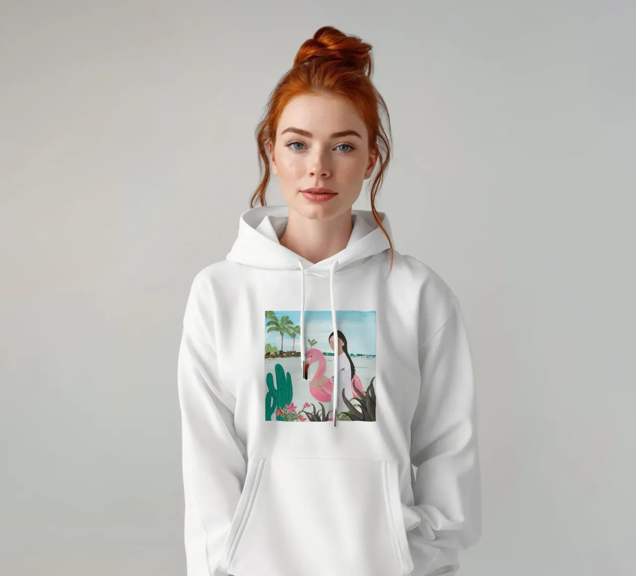Ragazza con fenicottero e Aruba felpa con cappuccio da gulsengunel