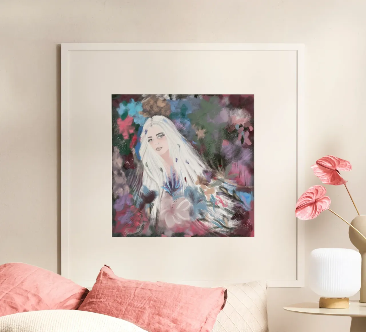 Ragazza in inverno poster con telaio in plastica da gulsengunel