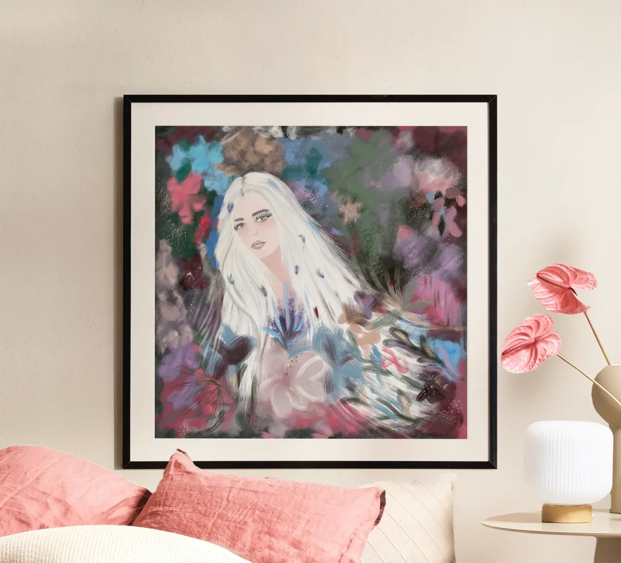 Ragazza in inverno poster con telaio in plastica da gulsengunel