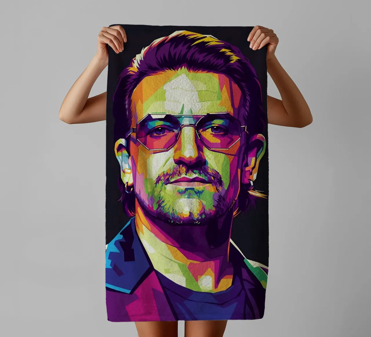 Bono U2 pop art portrait #1 towel by Hantamrata