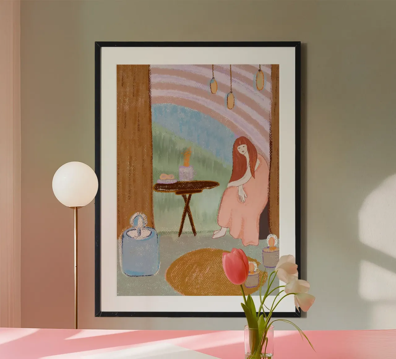 Una donna accogliente poster con telaio in alluminio da gulsengunel