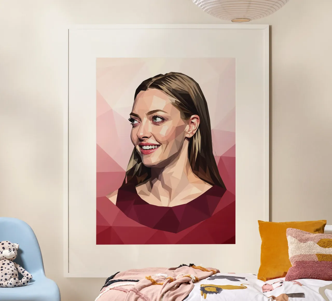 Amanda Seyfried Lowpoly poster con telaio in legno da Low Profile