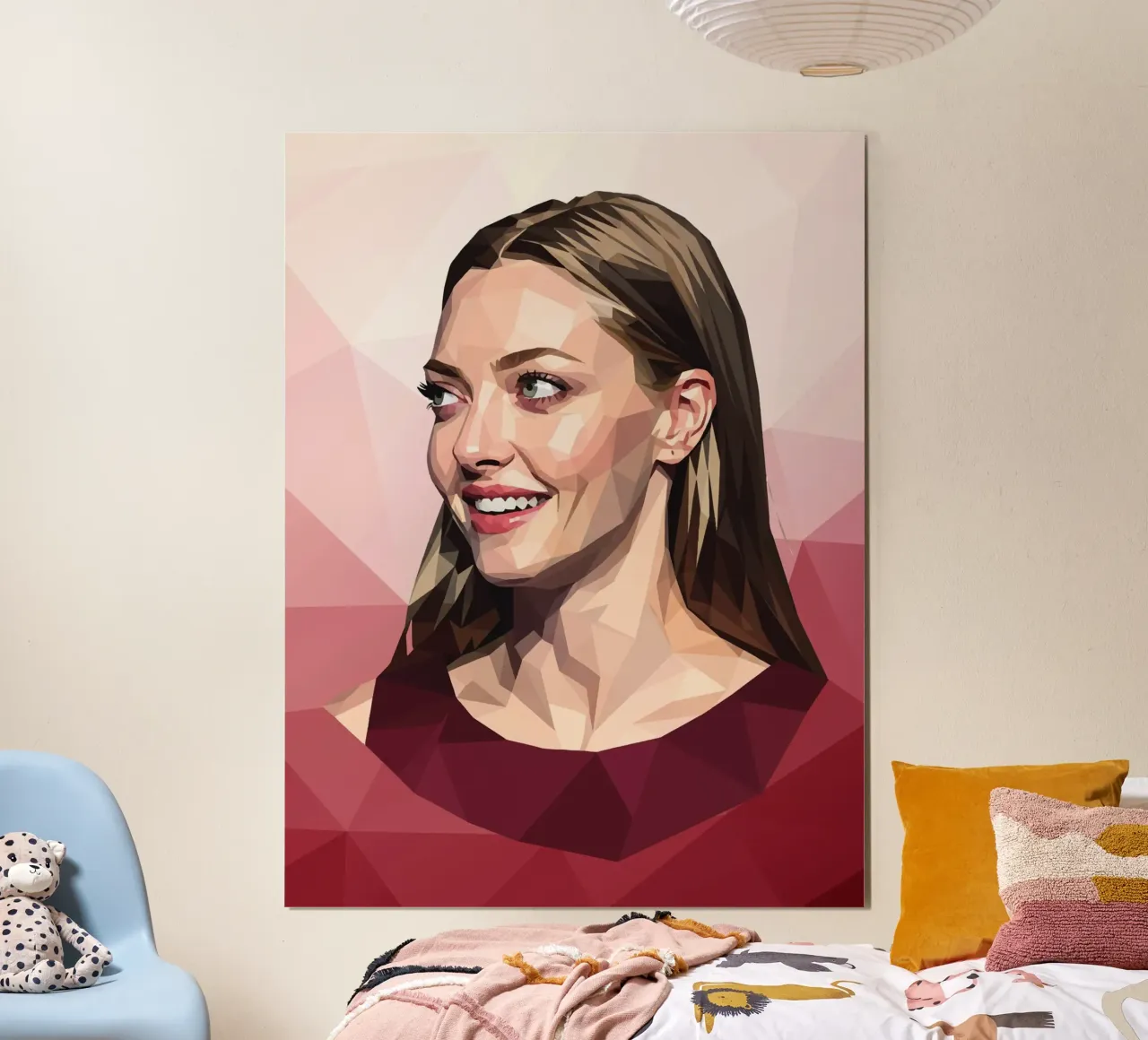Amanda Seyfried Lowpoly poster con telaio in legno da Low Profile
