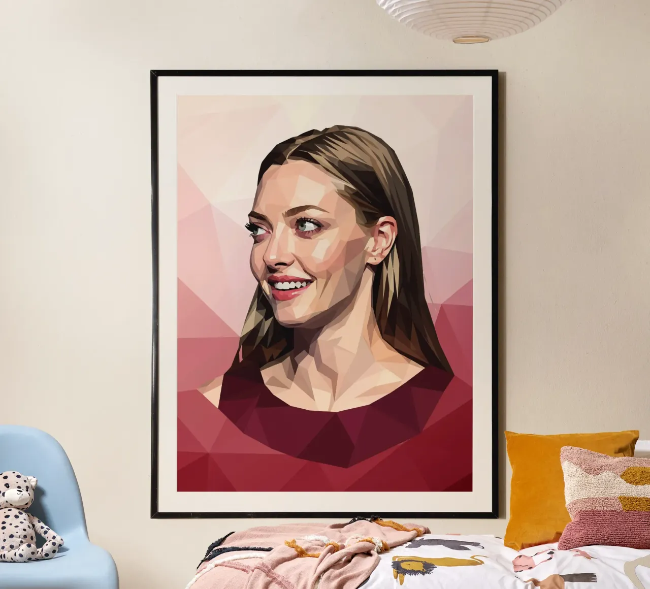 Amanda Seyfried Lowpoly poster con telaio in legno da Low Profile