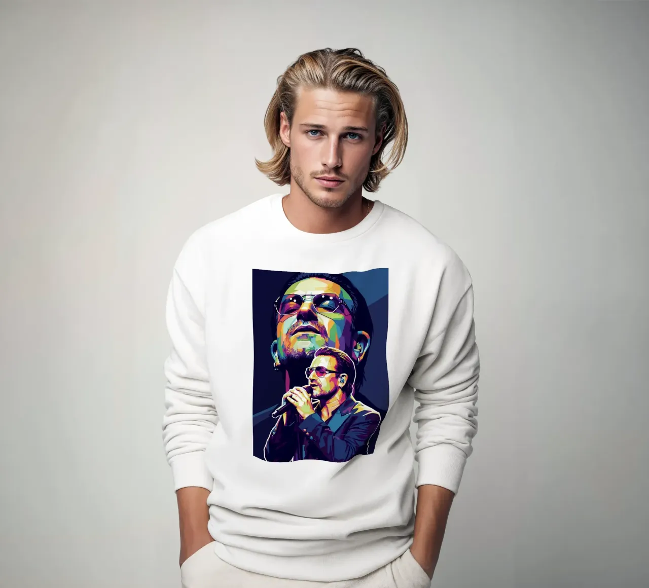 Ritratto pop art di Bono U2 #2 felpa da Hantamrata