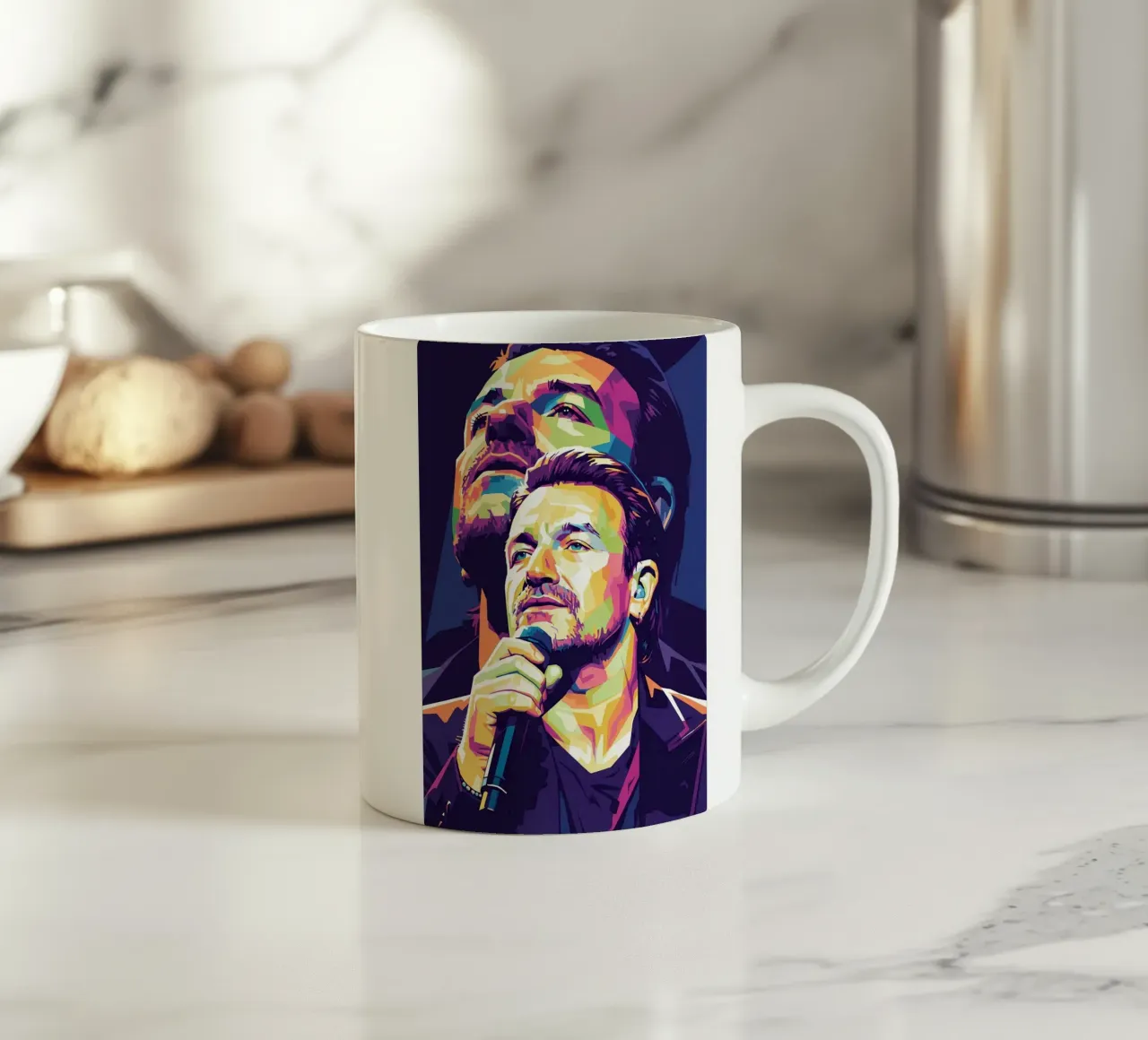 Ritratto pop art di Bono U2 #3 tazza in ceramica da Hantamrata