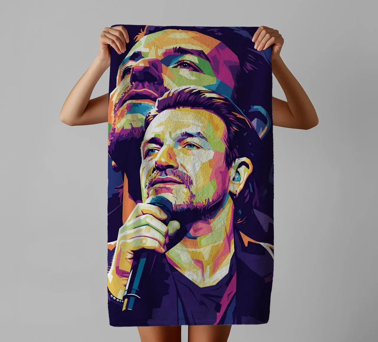Bono U2 pop art portrait #3 towel by Hantamrata