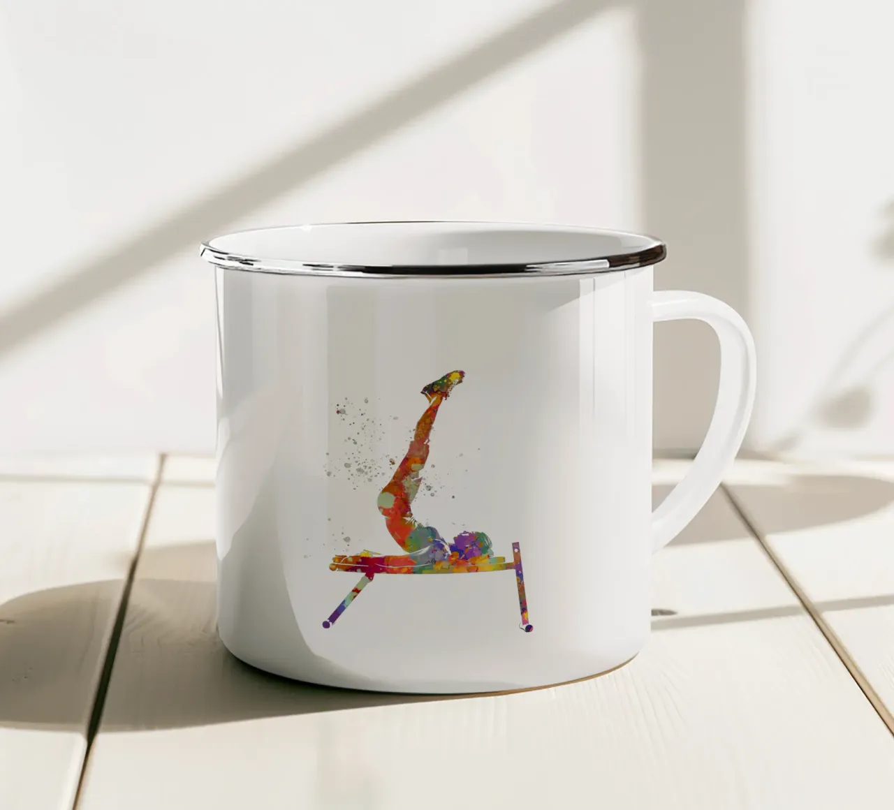 Esercizio di fitness con l'acquerello tazza in smalto da ⚽ Sports Pulse