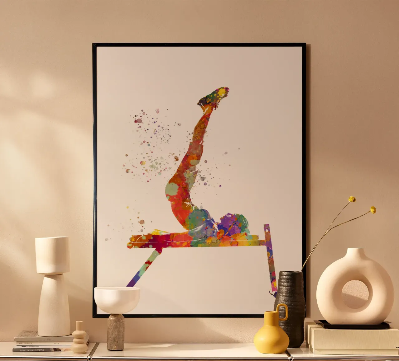 Esercizio di fitness con l'acquerello poster con telaio in plastica da ⚽ Sports Pulse