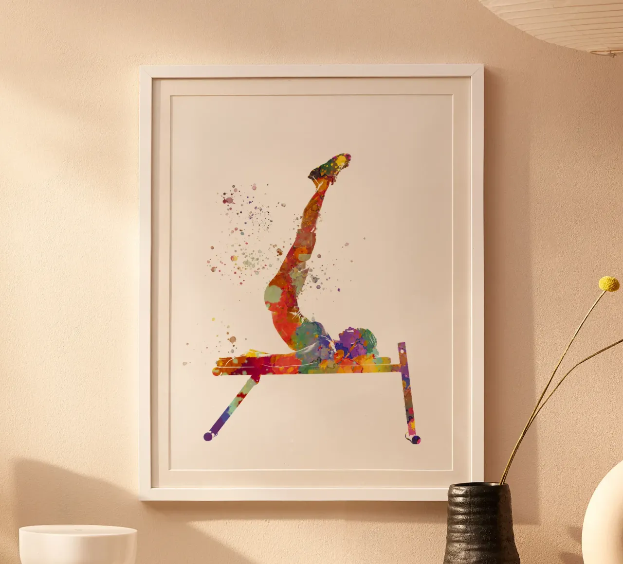 Esercizio di fitness con l'acquerello poster con telaio in plastica da ⚽ Sports Pulse