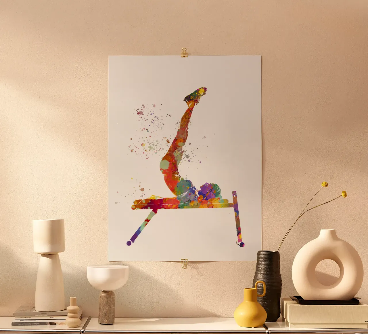 Esercizio di fitness con l'acquerello poster con telaio in plastica da ⚽ Sports Pulse