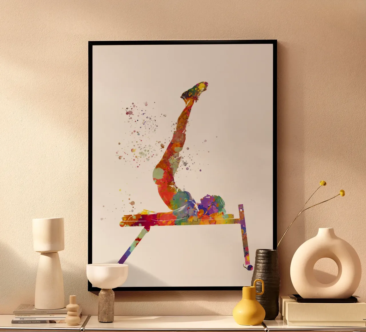 Esercizio di fitness con l'acquerello poster con telaio in plastica da ⚽ Sports Pulse
