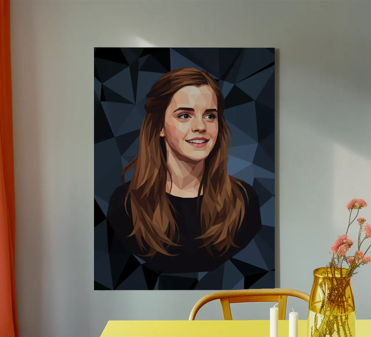 Emma Watson Low Poly tela con Cornice a cassetta da Low Profile