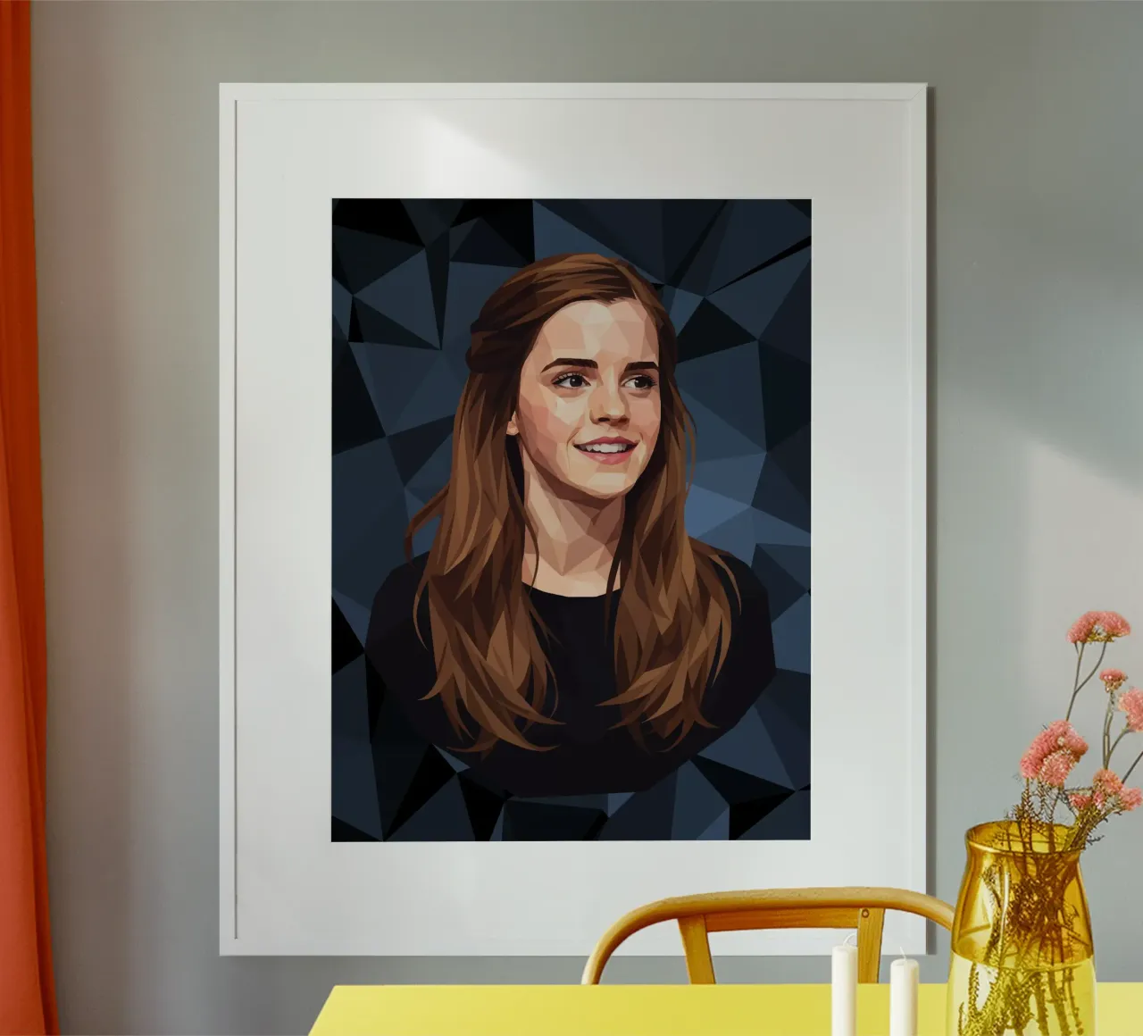 Emma Watson Low Poly poster con telaio in alluminio da Low Profile
