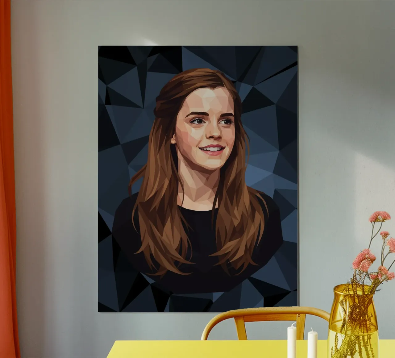 Emma Watson Low Poly poster con telaio in alluminio da Low Profile