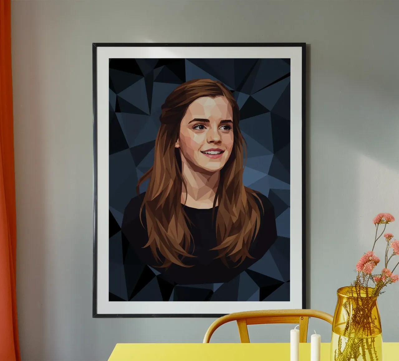 Emma Watson Low Poly poster con telaio in alluminio da Low Profile