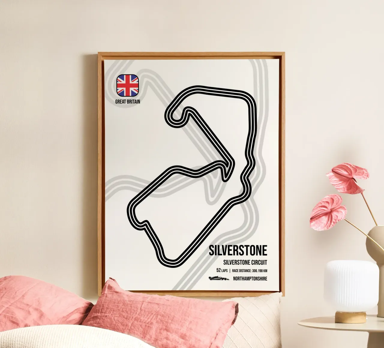 Hipódromo británico lienzo con Marco flotante de Mariel Toigo