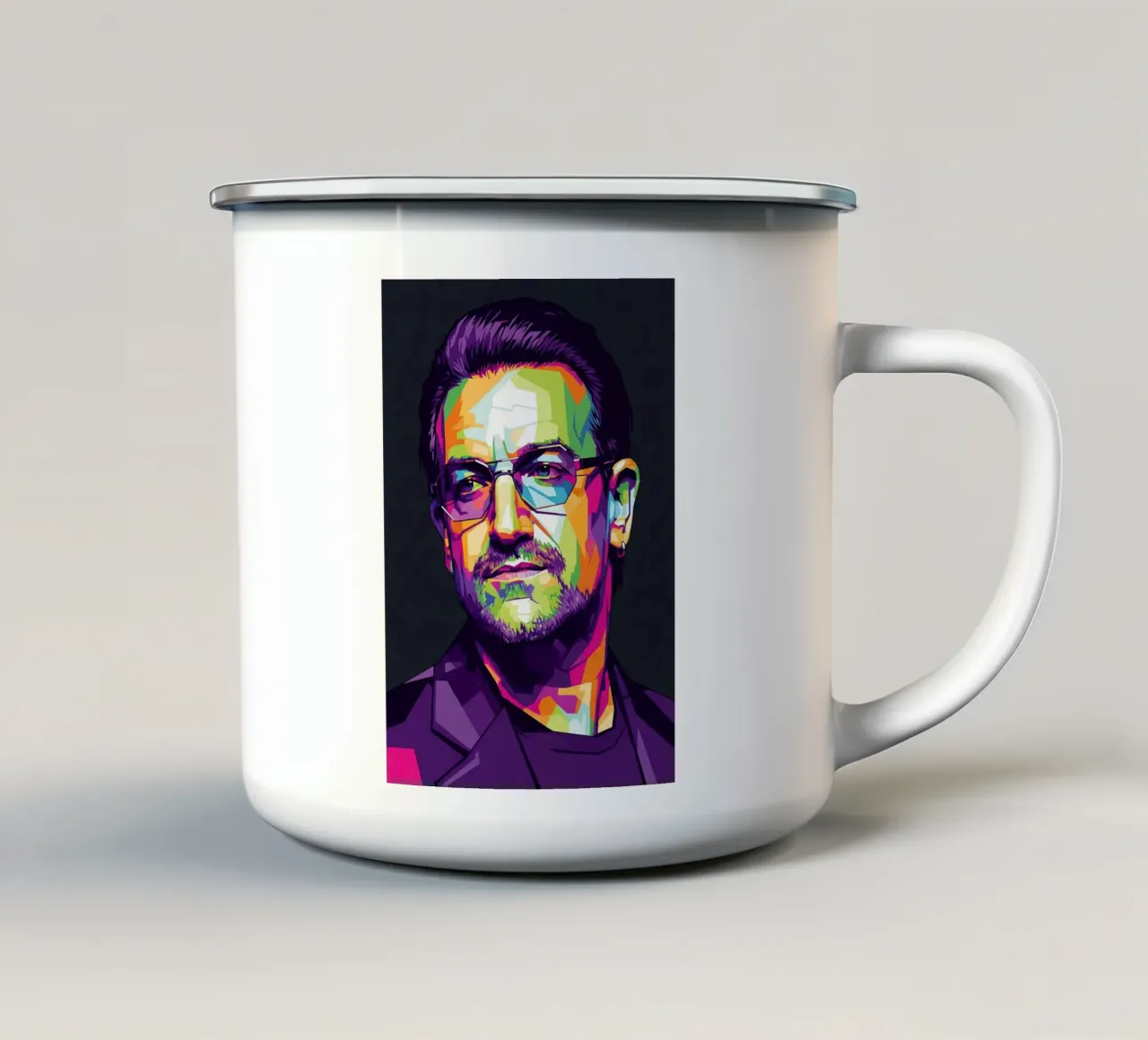 Ritratto pop art di Bono U2 #4 tazza in smalto da Hantamrata