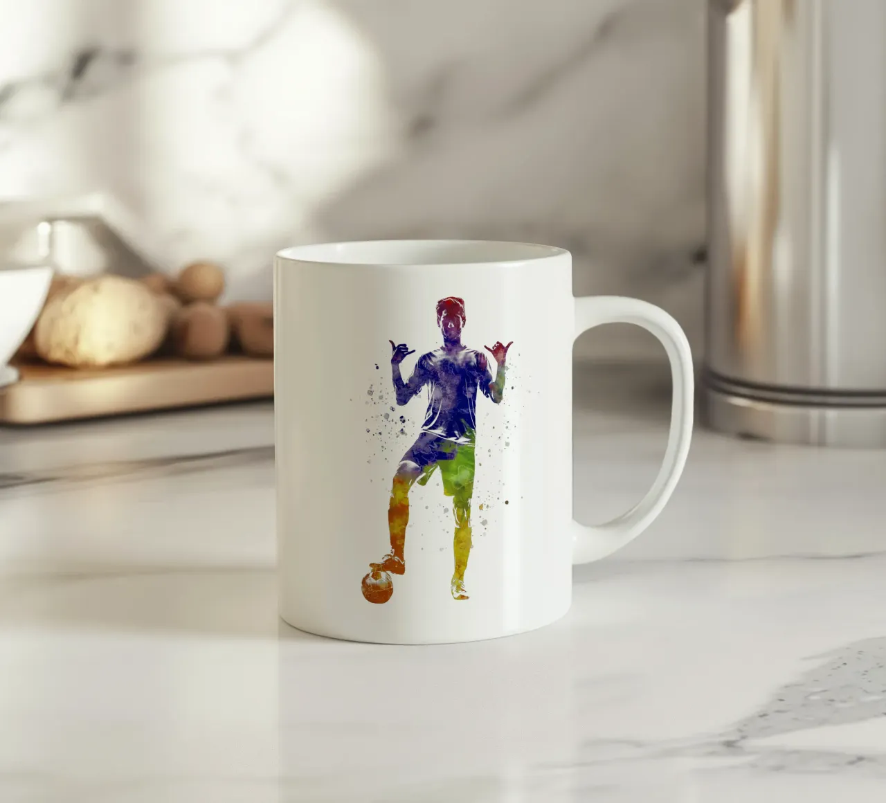 Giocatore di calcio ad acquerello tazza in ceramica da ⚽ Sports Pulse