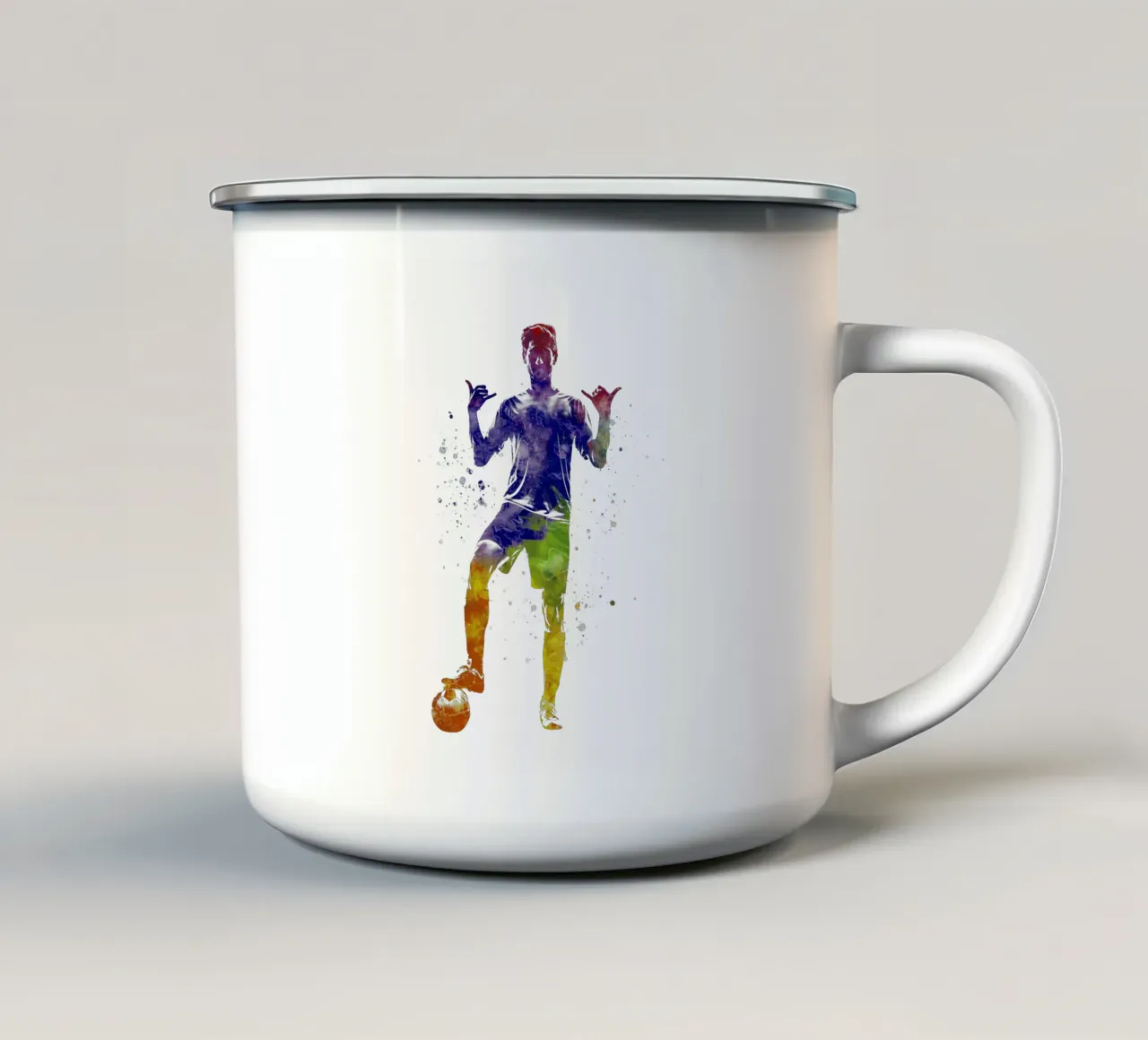 Giocatore di calcio ad acquerello tazza in smalto da ⚽ Sports Pulse