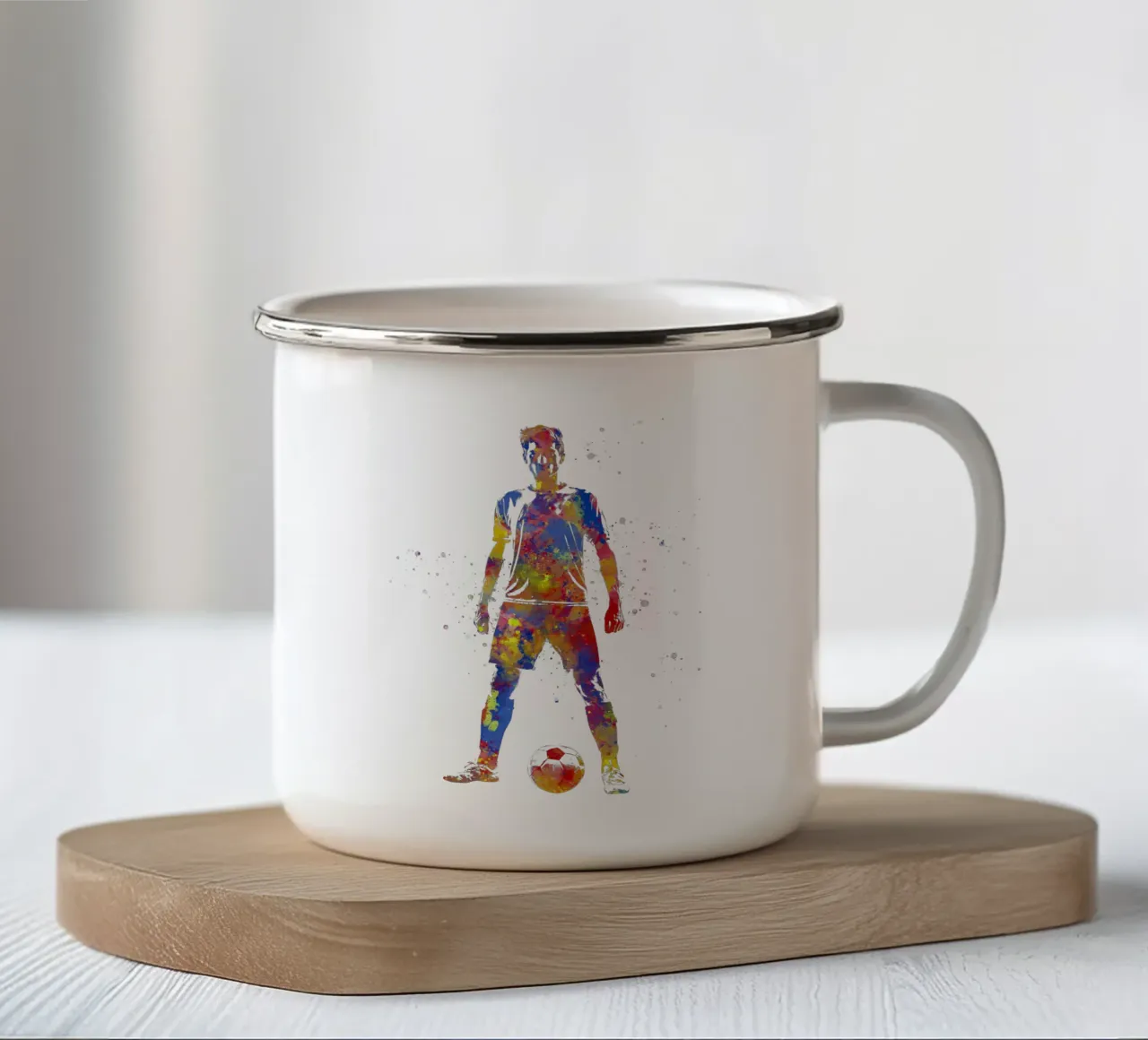 Giocatore di calcio ad acquerello tazza in smalto da ⚽ Sports Pulse