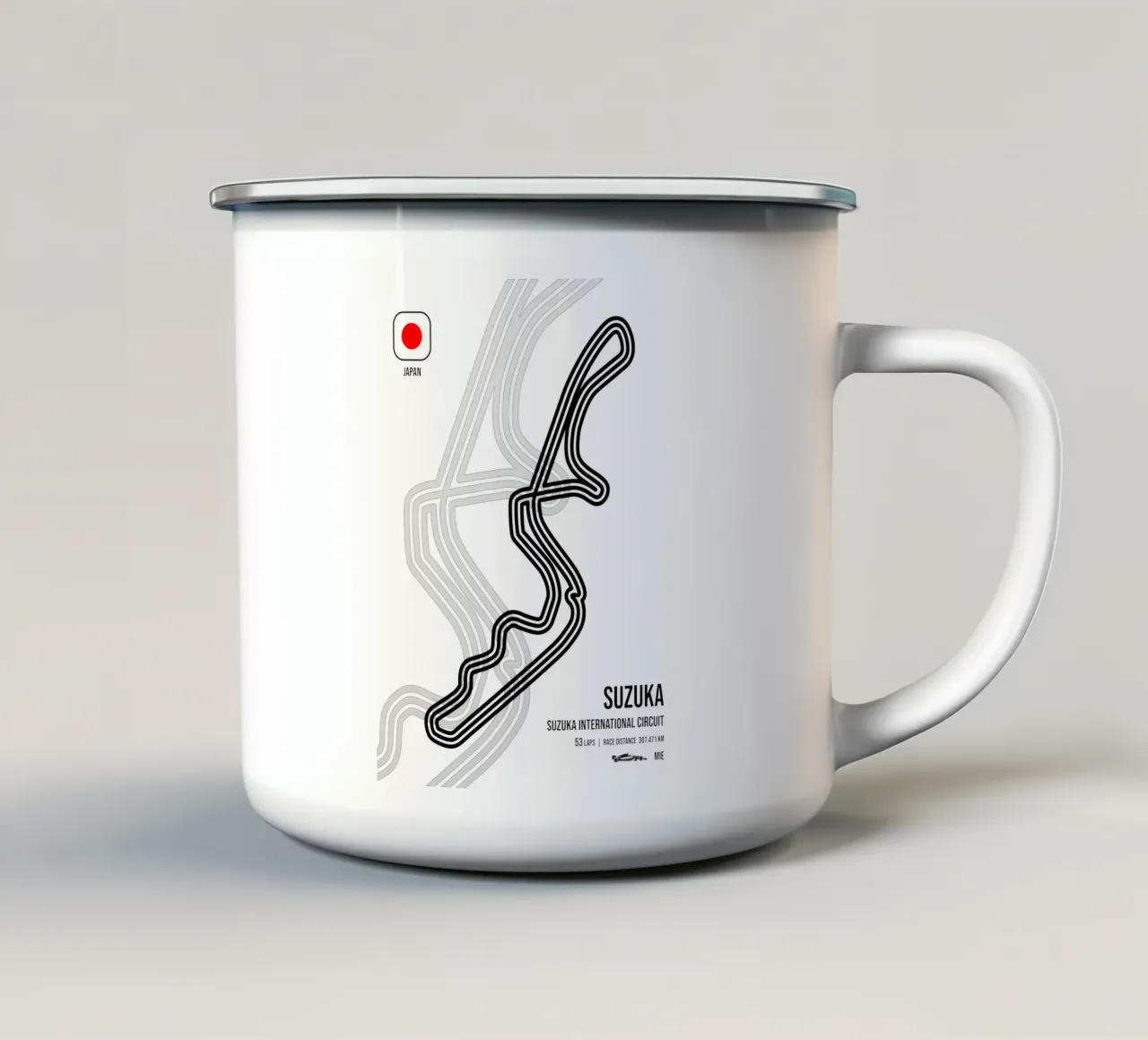 Pista di Suzuka tazza in smalto da Mariel Toigo