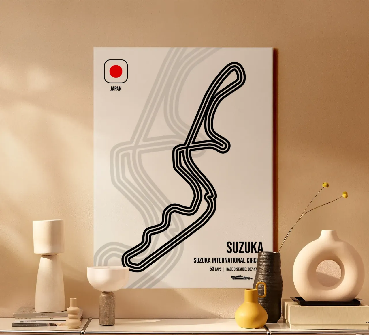 Circuit van Suzuka canvas met Baklijst van Mariel Toigo