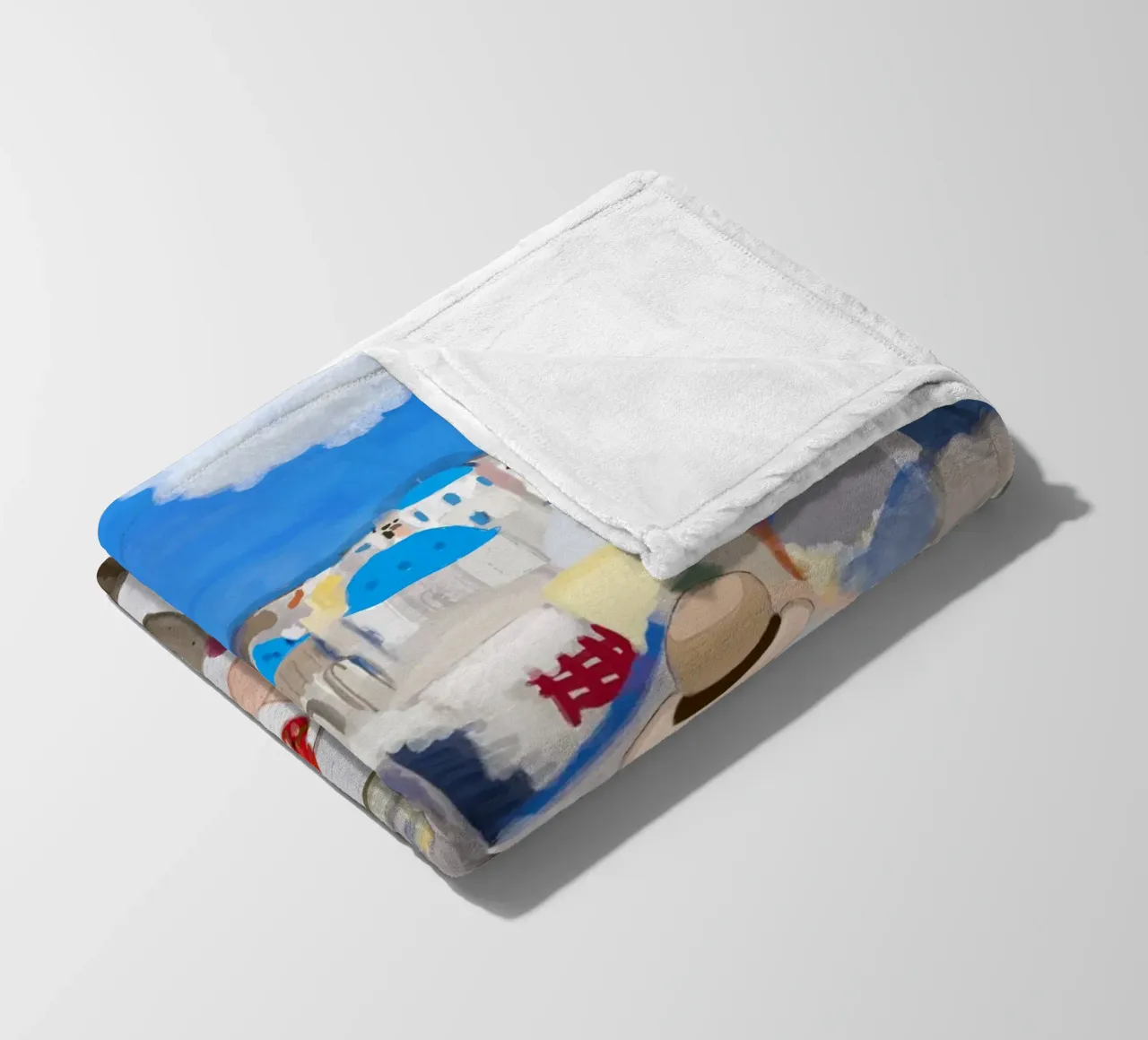 Una donna e Santorini coperta in pile da gulsengunel