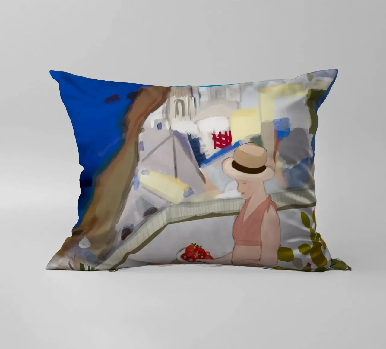 Una donna e Santorini cuscino da gulsengunel