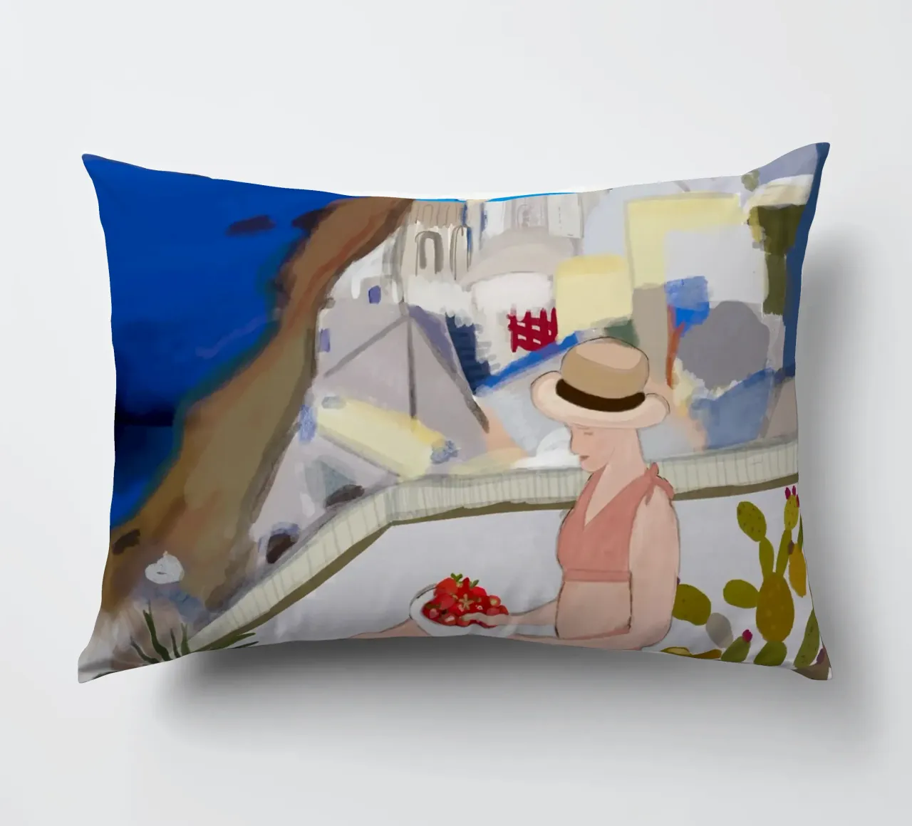 Una donna e Santorini cuscino da gulsengunel