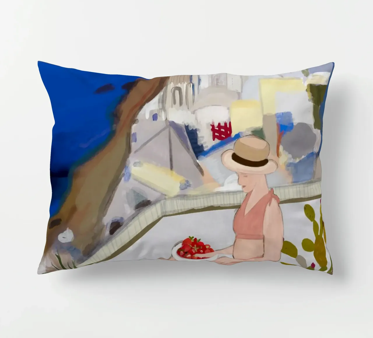 Una donna e Santorini cuscino da gulsengunel