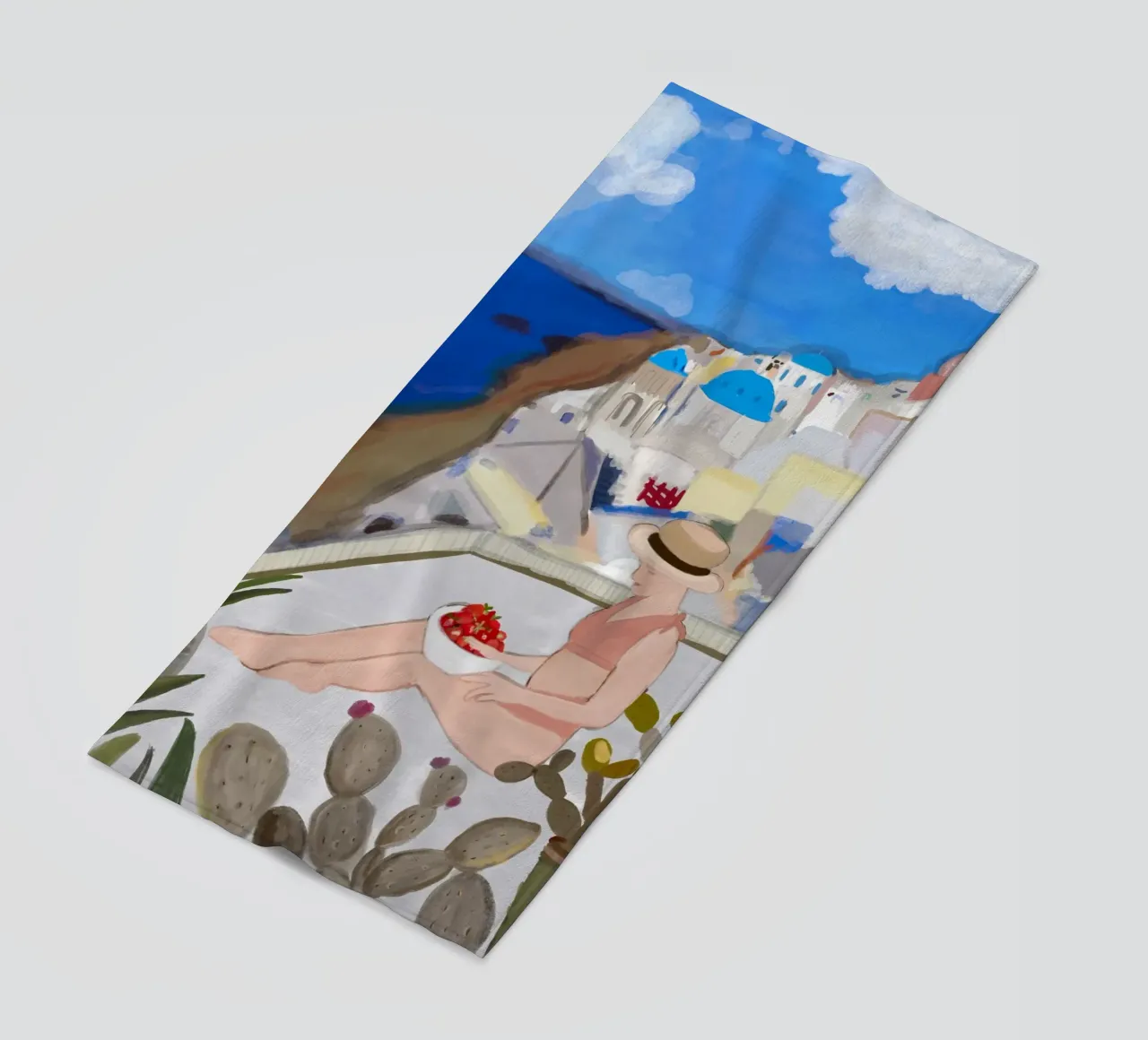 Una donna e Santorini telo mare da gulsengunel