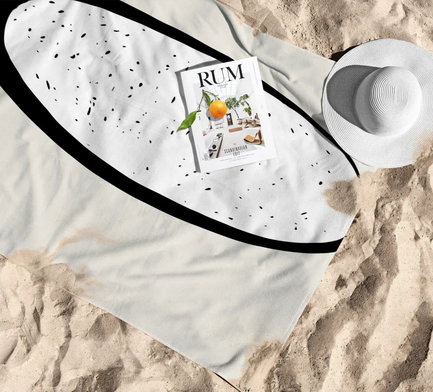 Moon beach towel by Rose Beck Art