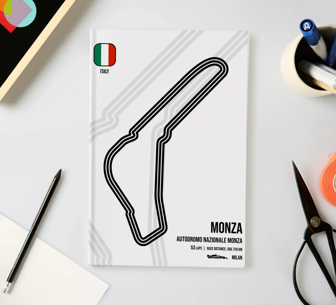 Italian Race Track notebook by Mariel Toigo