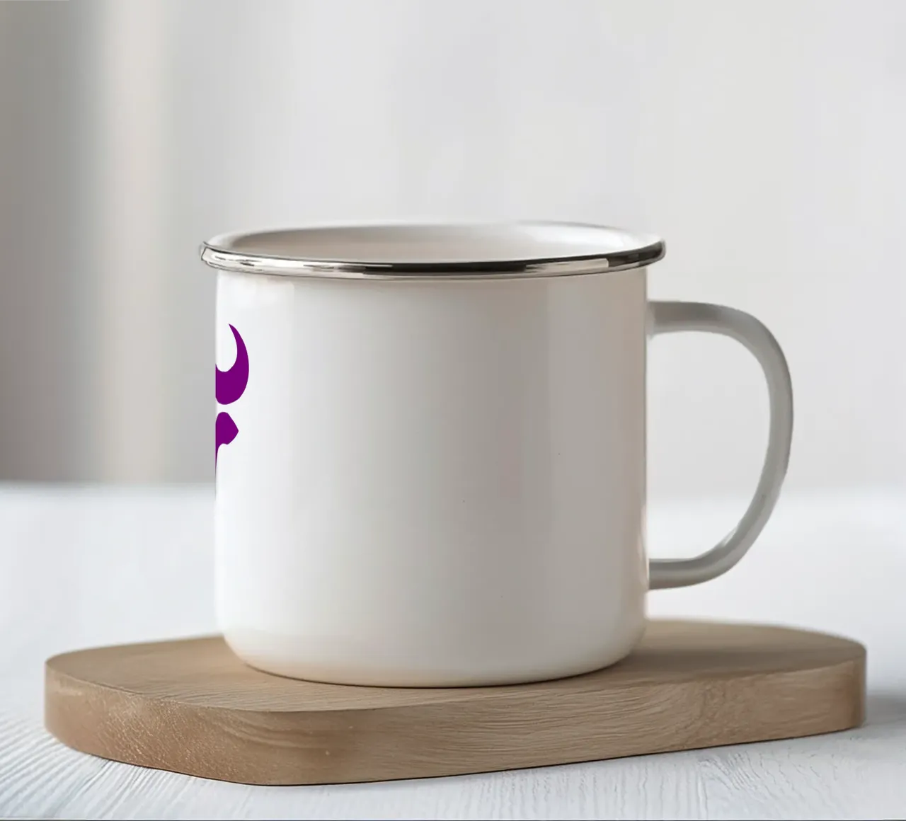 Rosso Viola Testa di bufalo Logo animale colorato tazza in smalto da Urban Life