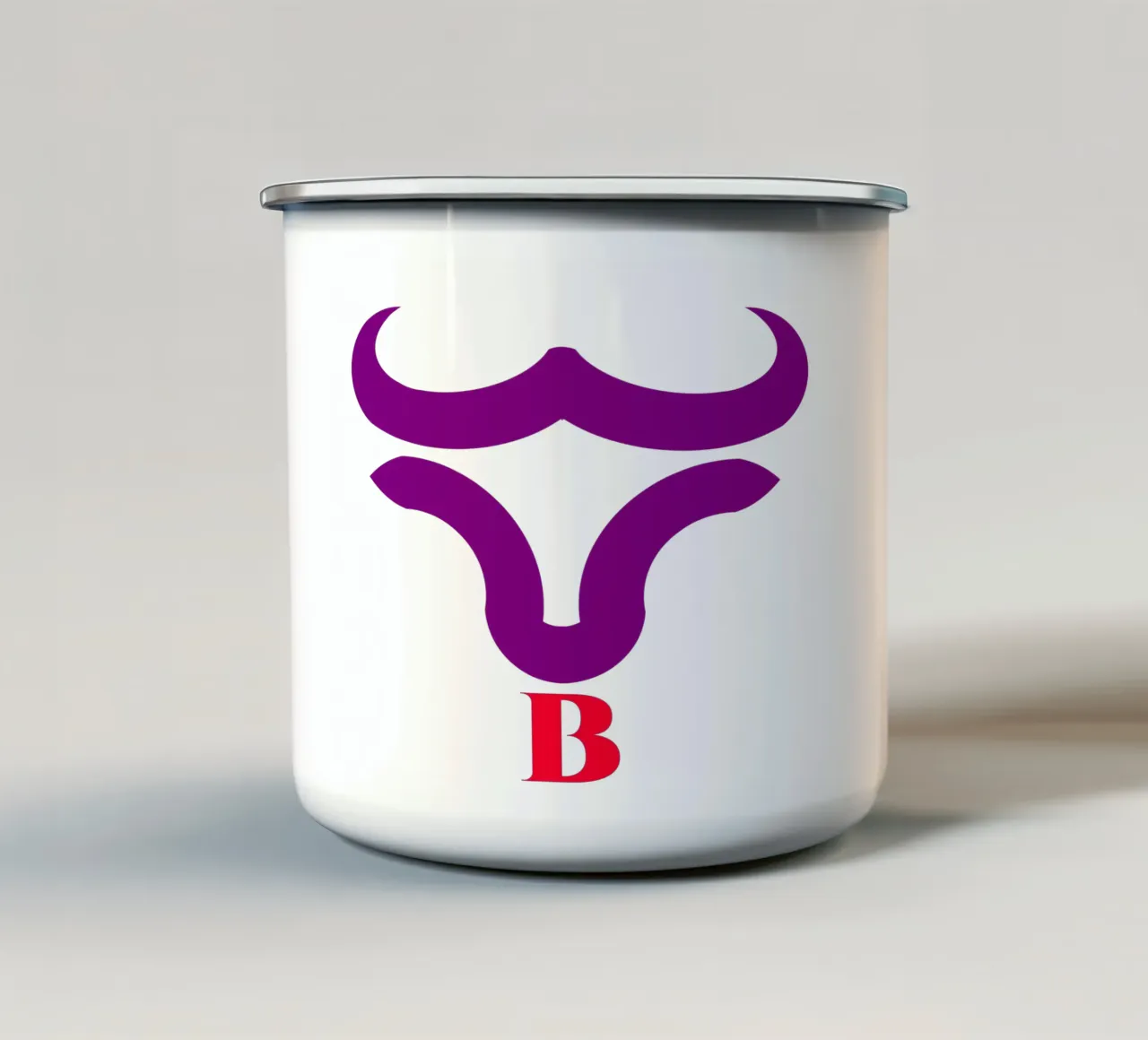 Rosso Viola Testa di bufalo Logo animale colorato tazza in smalto da Urban Life
