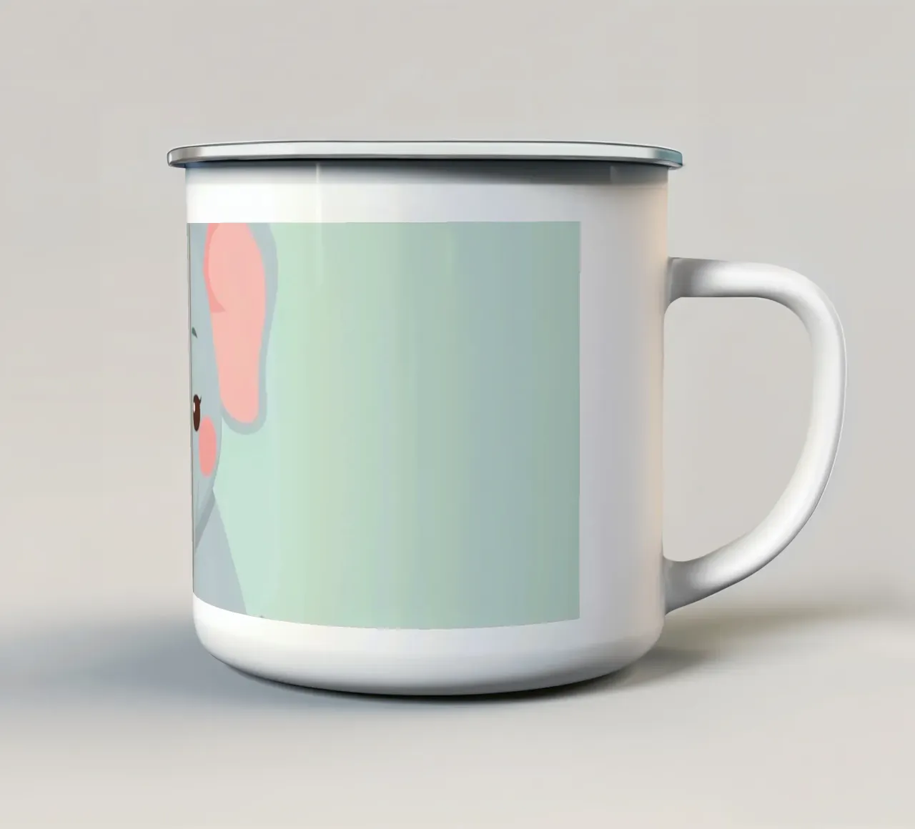 Elefante dei cartoni animati con in mano un palloncino alla pesca tazza in smalto da DesignDoodle