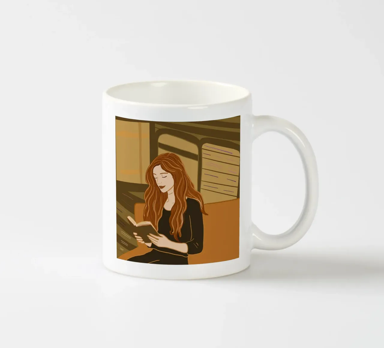 Donna che legge un libro tazza in ceramica da gulsengunel