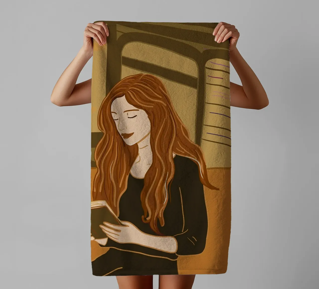Mujer leyendo un libro toalla de baño de gulsengunel