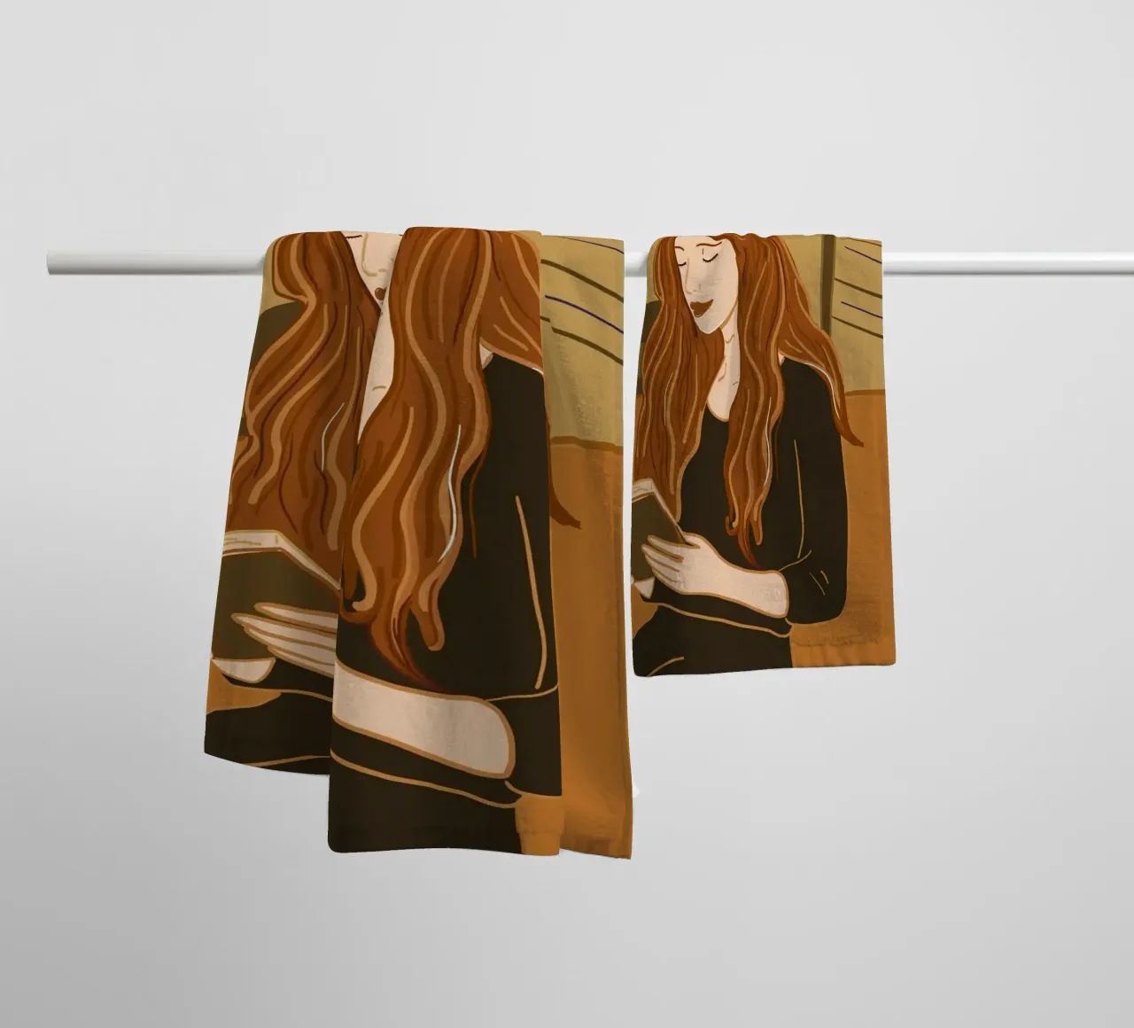 Mujer leyendo un libro toalla de baño de gulsengunel