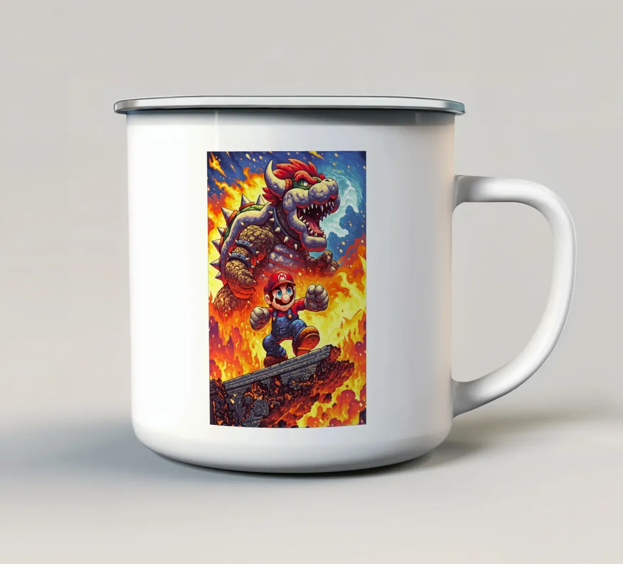 Super Mario vs Bowser tazza in smalto da Stellar Creative