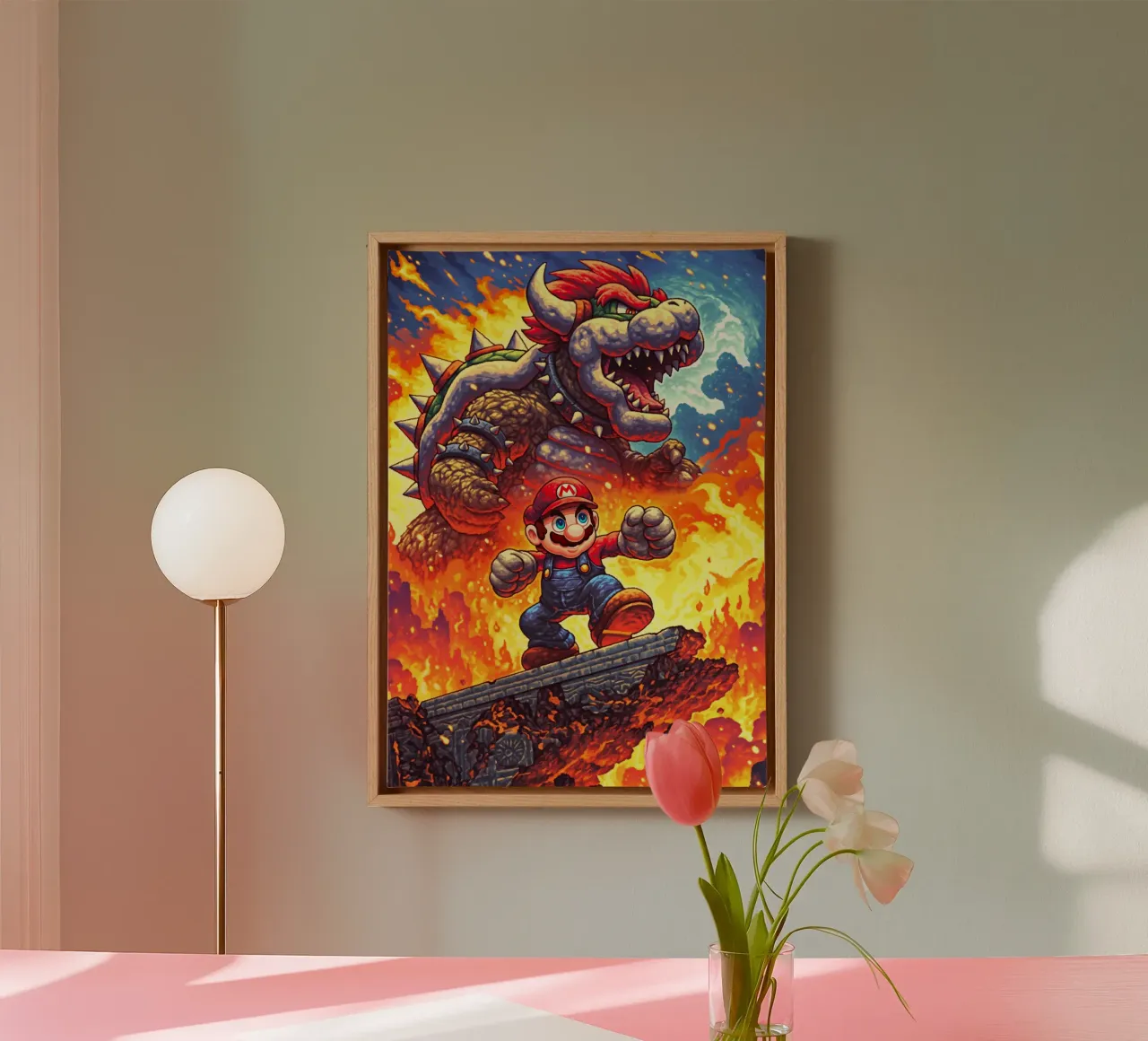 Super Mario vs Bowser tela con Cornice a cassetta da Stellar Creative