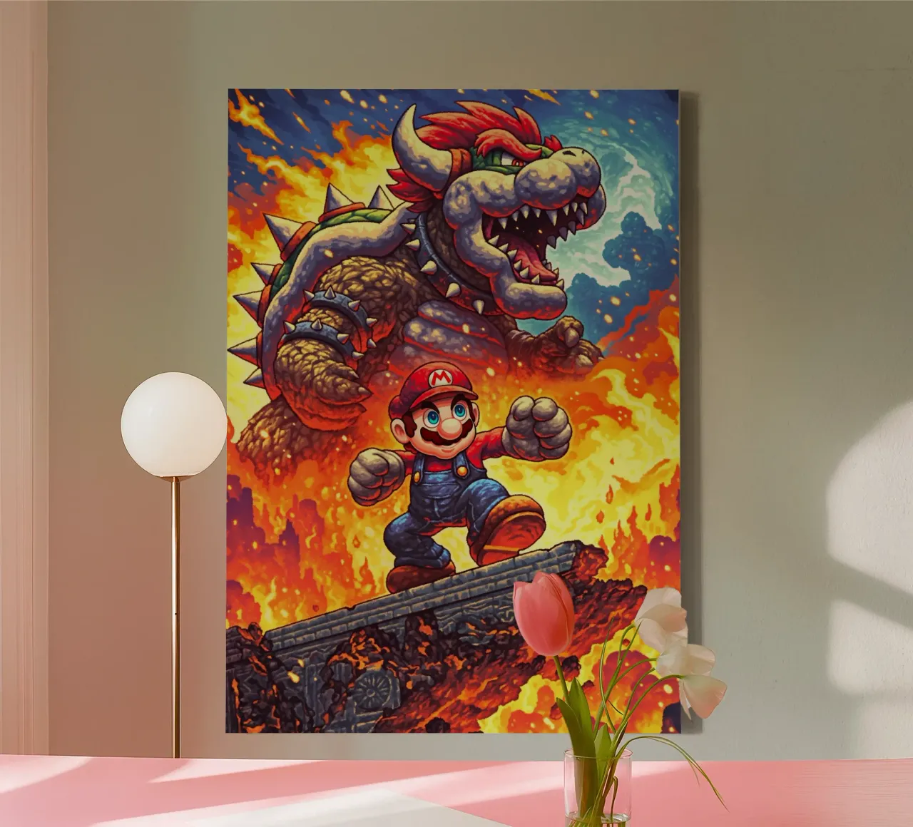 Super Mario vs Bowser tela con Cornice a cassetta da Stellar Creative
