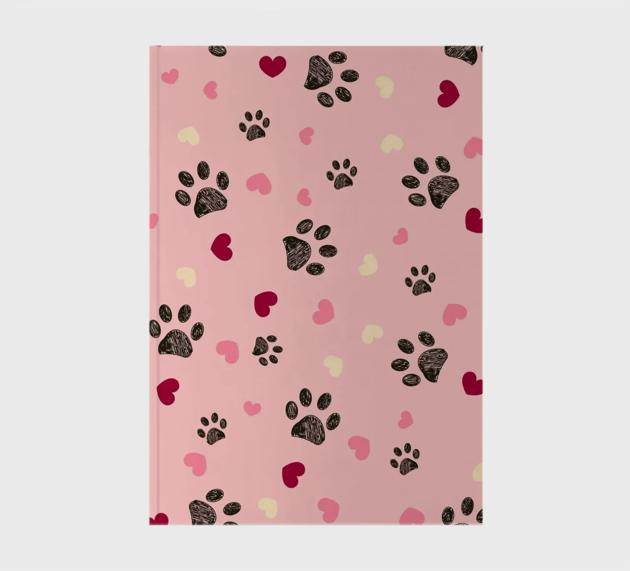Valentine's Day design paw and hearts notebook by gulsengunel