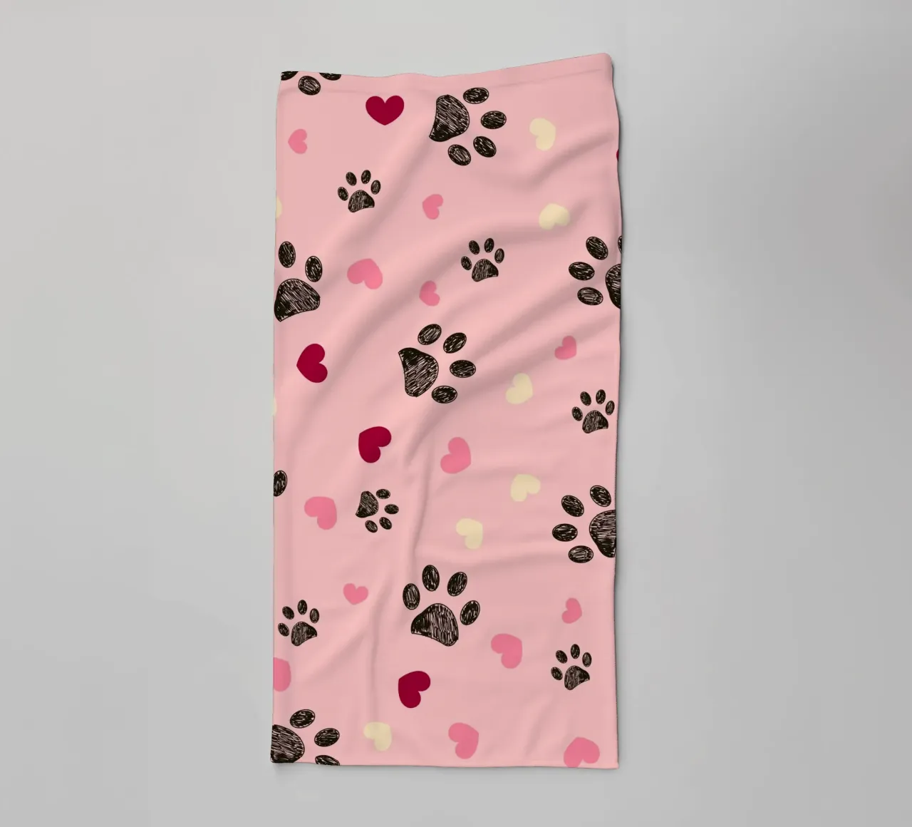 Valentine's Day design paw and hearts towel by gulsengunel