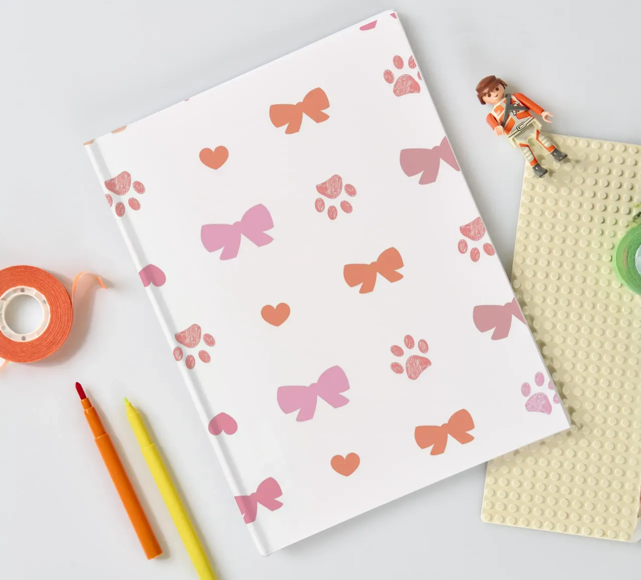 Bow ties and hearts paw prints notebook by gulsengunel
