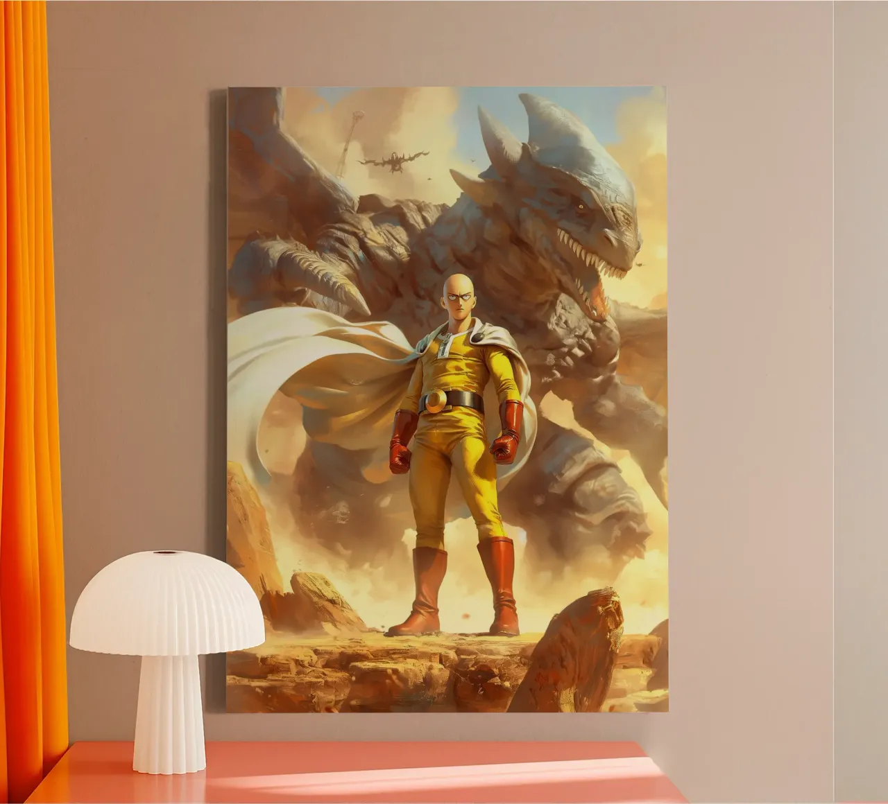 Saitama One Punch Man tela con Cornice a cassetta da Stellar Creative